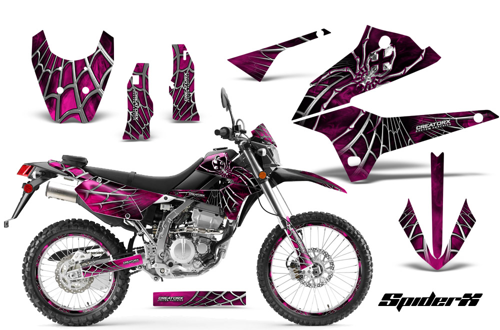 Kawasaki KLX DTRACK Graphics Kit SpiderX Pink NP Rims